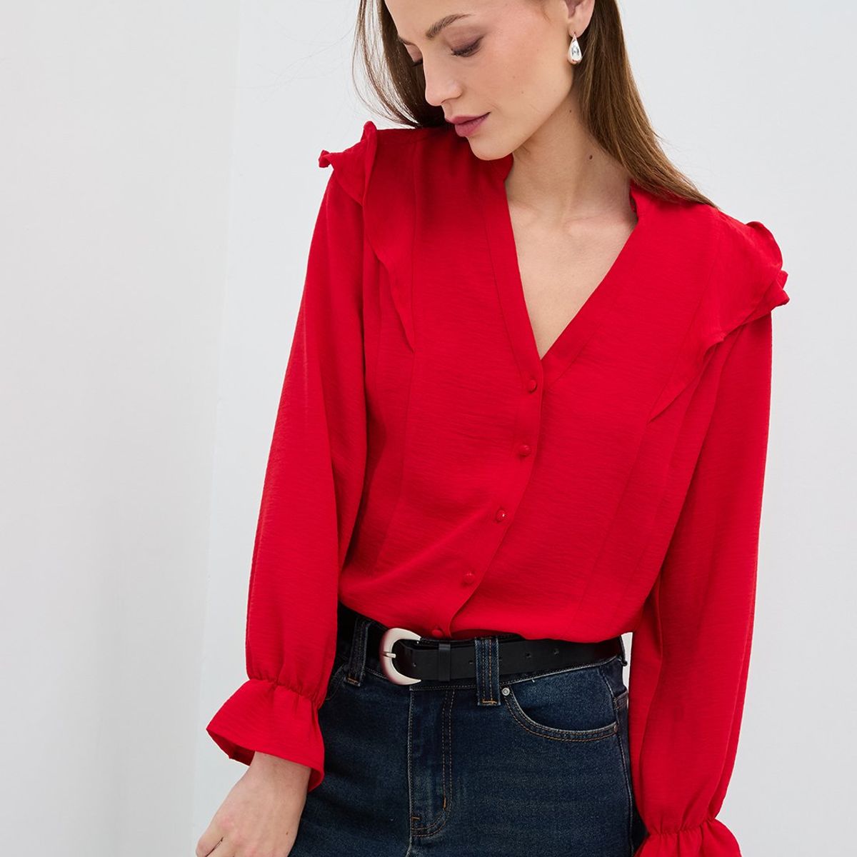 IO - Blusa Manga Larga Rojo Mujer Io