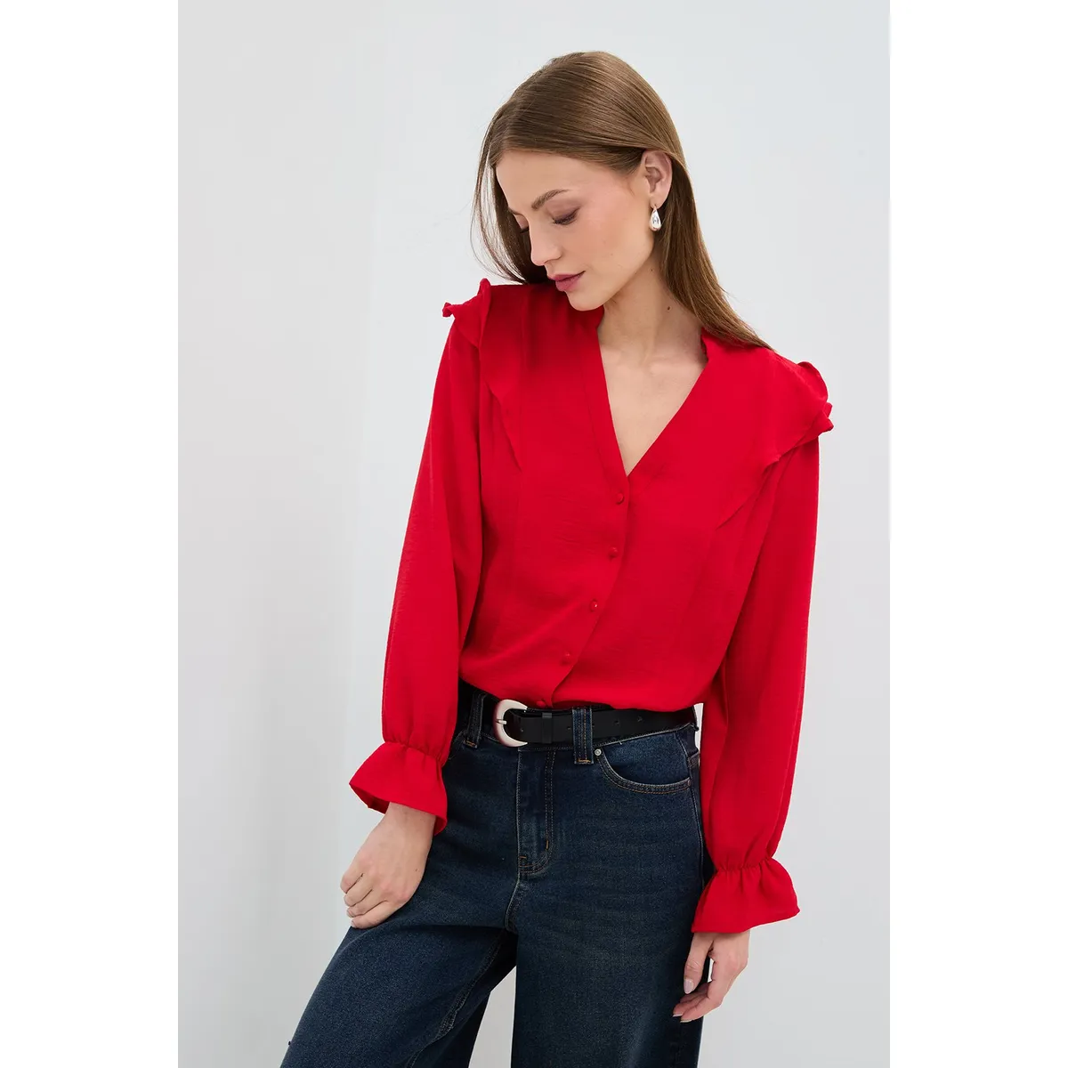 IO - Blusa Manga Larga Rojo Mujer Io