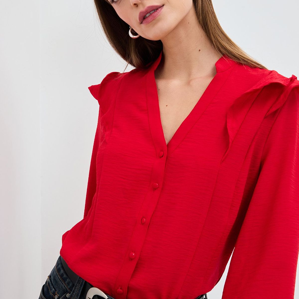 IO - Blusa Manga Larga Rojo Mujer Io