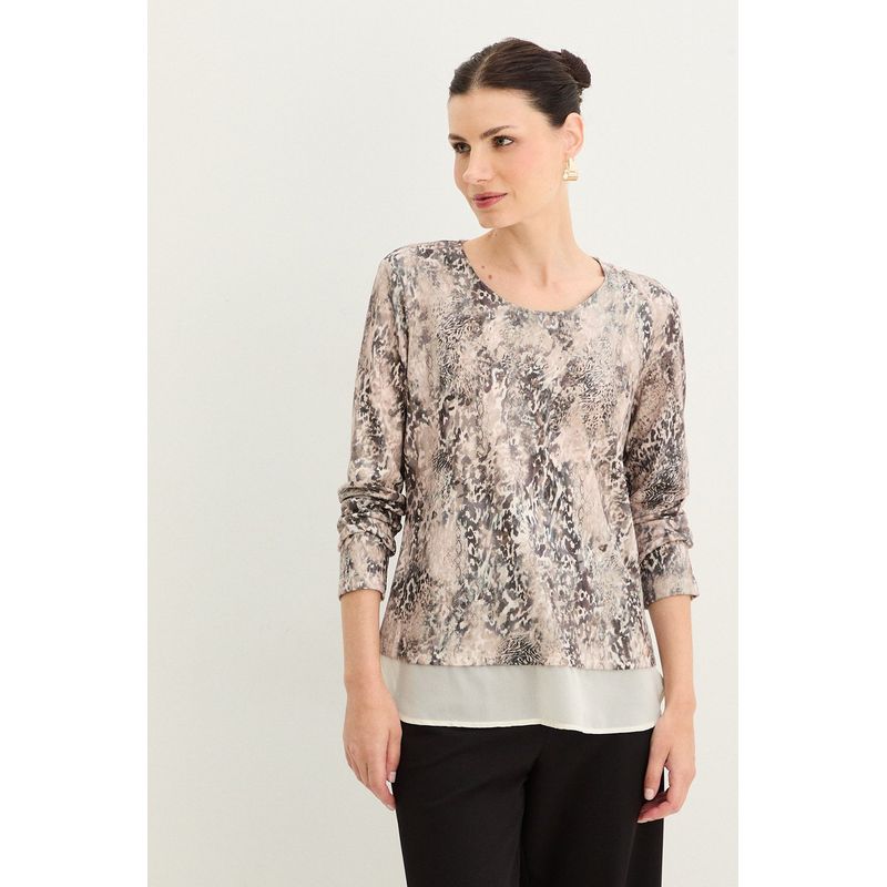 MA GRIFFE - Polera Manga Larga Crudo Mujer Magriffe
