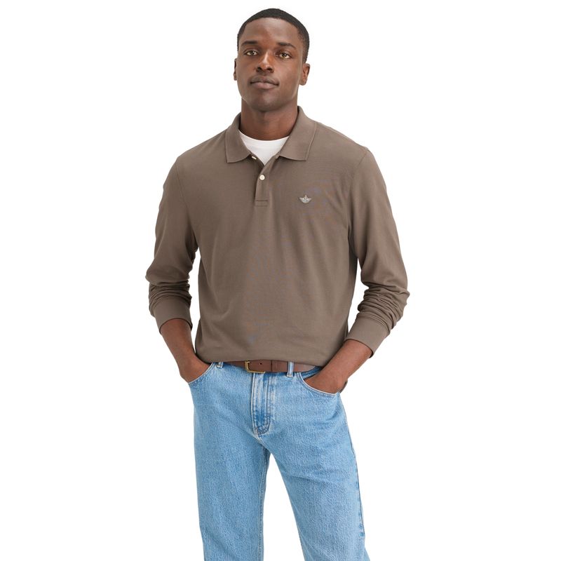 DOCKERS - Camiseta Hombre Polo LS Slim Fit Café Dockers