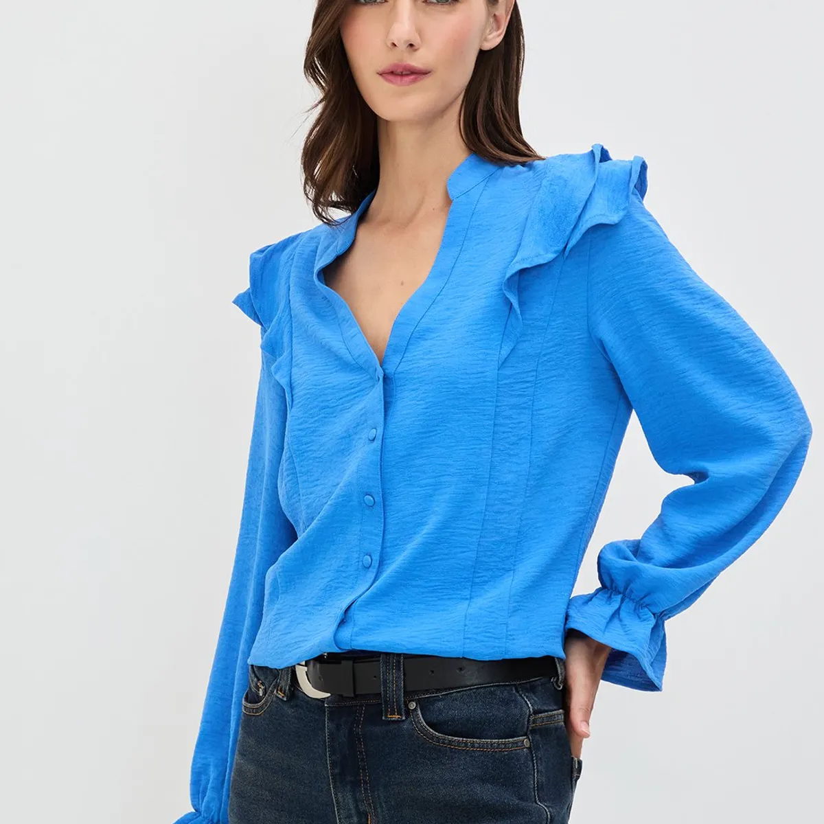 IO - Blusa Manga Larga Azulino Mujer Io