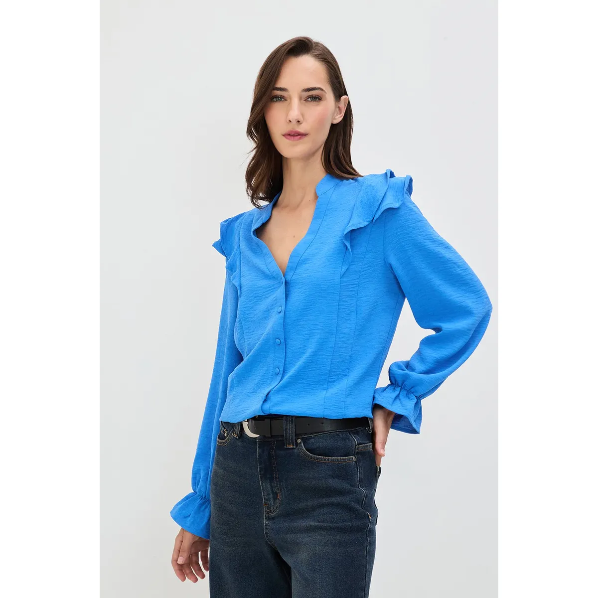 IO - Blusa Manga Larga Azulino Mujer Io