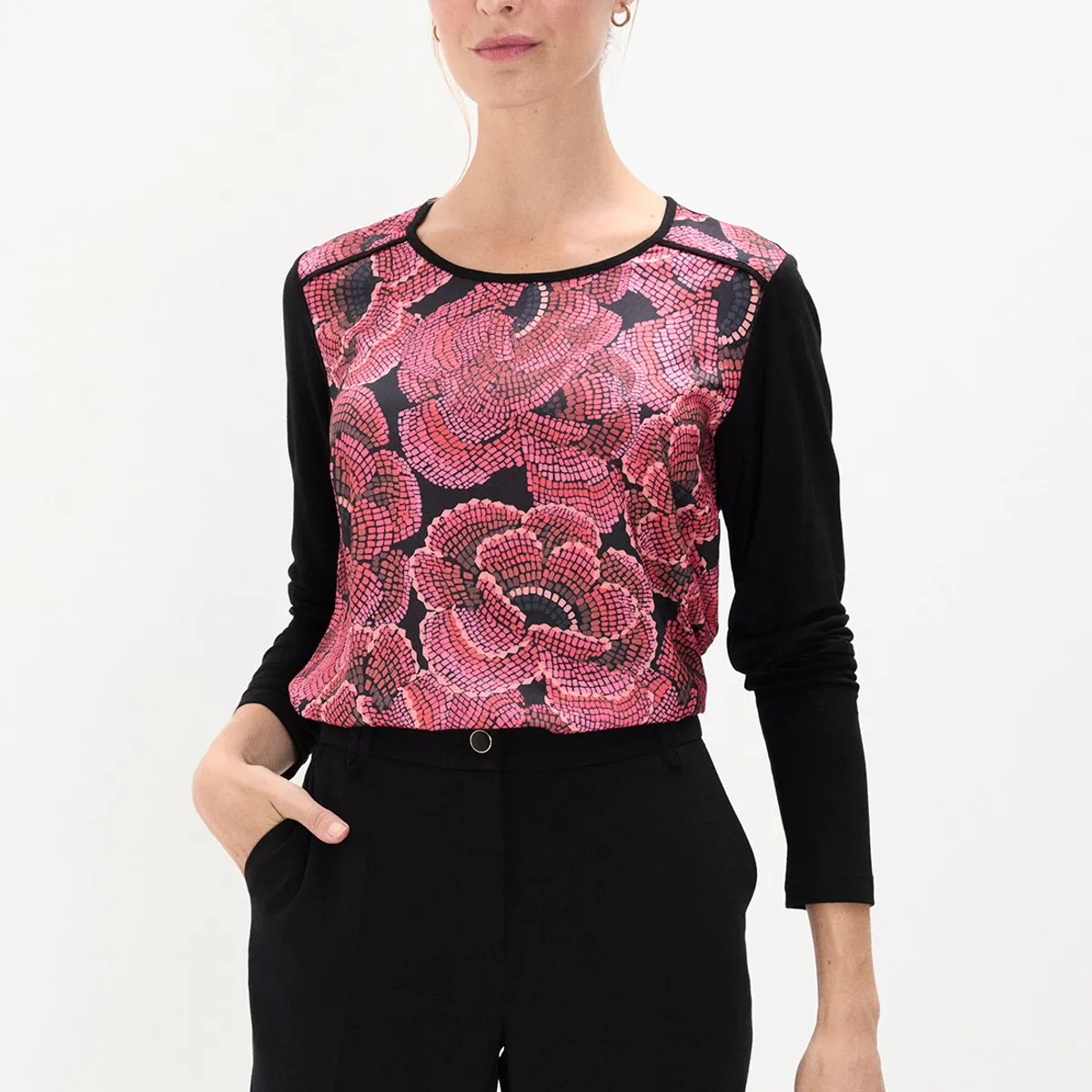 MA GRIFFE - Polera Manga Larga Negro Mujer Magriffe