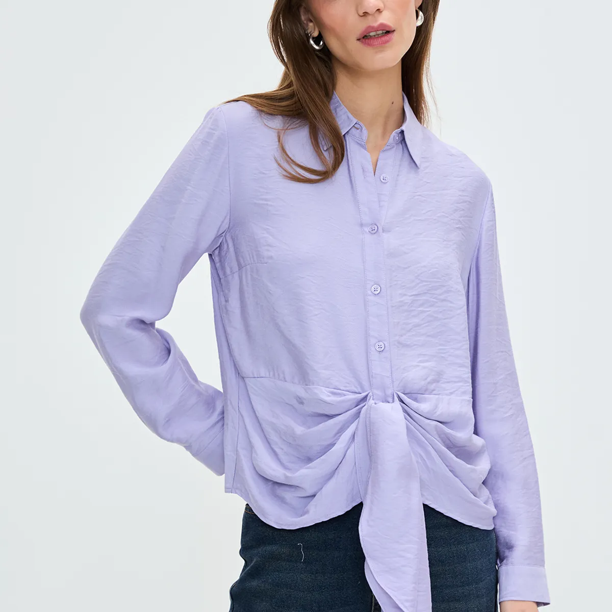 IO - Blusa Manga Larga Lila Medio Mujer Io