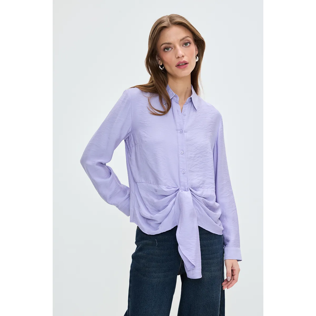 IO - Blusa Manga Larga Lila Medio Mujer Io