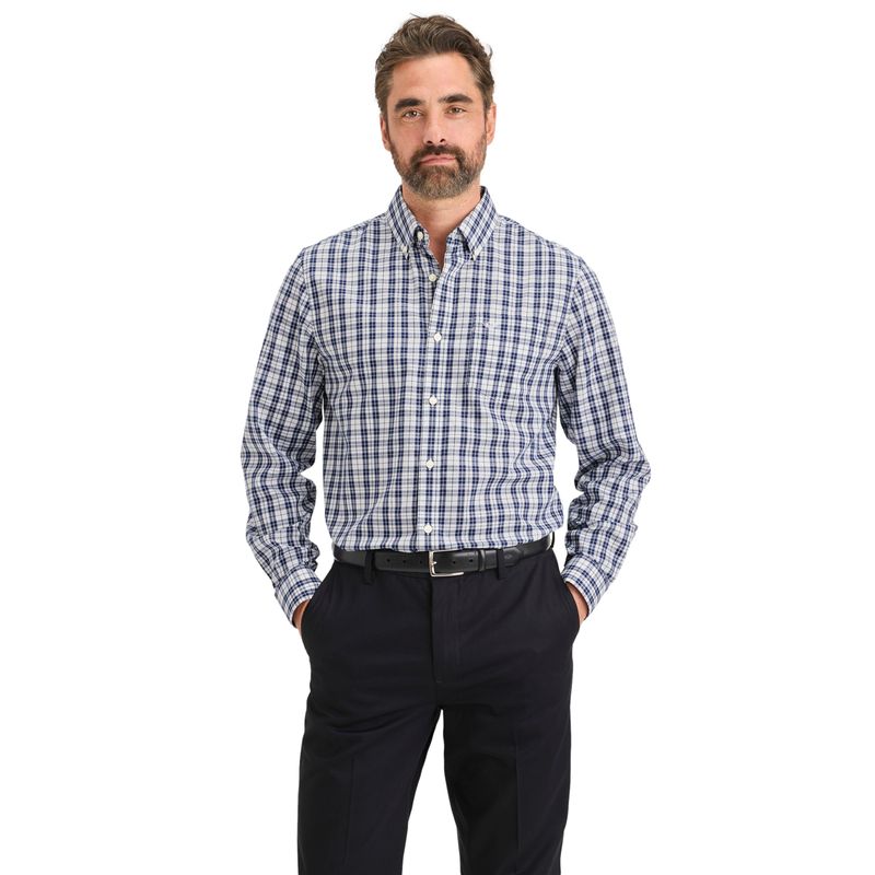 DOCKERS - Camisa Hombre Stain Defender Classic Fit Azul Cuadro Dockers
