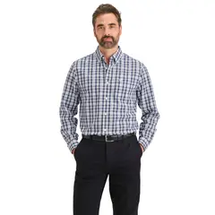 DOCKERS - Camisa Hombre Stain Defender Classic Fit Azul Cuadro
