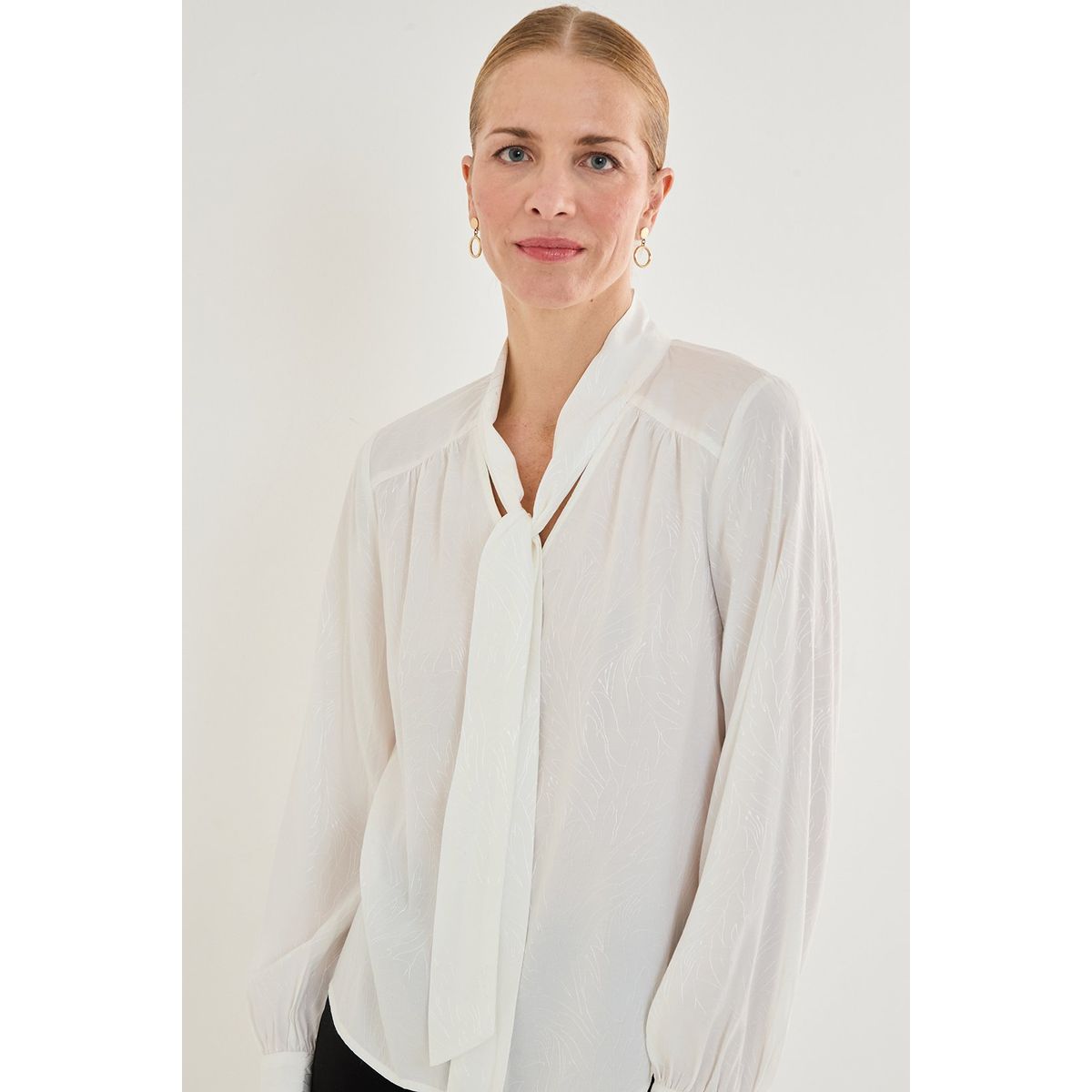 MA GRIFFE - Blusa Manga Larga Crudo Mujer Magriffe