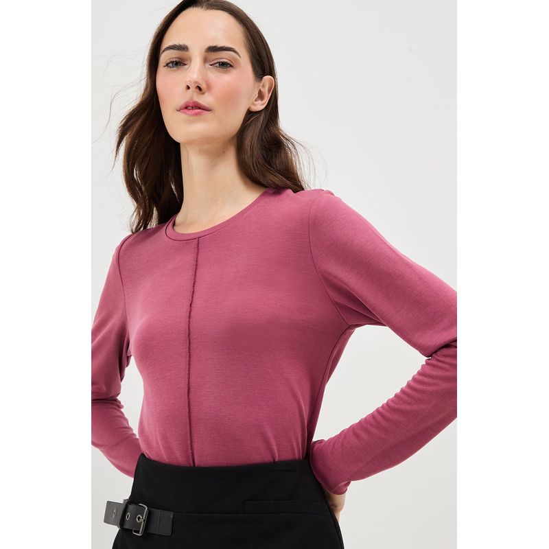 IO - Polera Manga Larga Burdeo Mujer Io