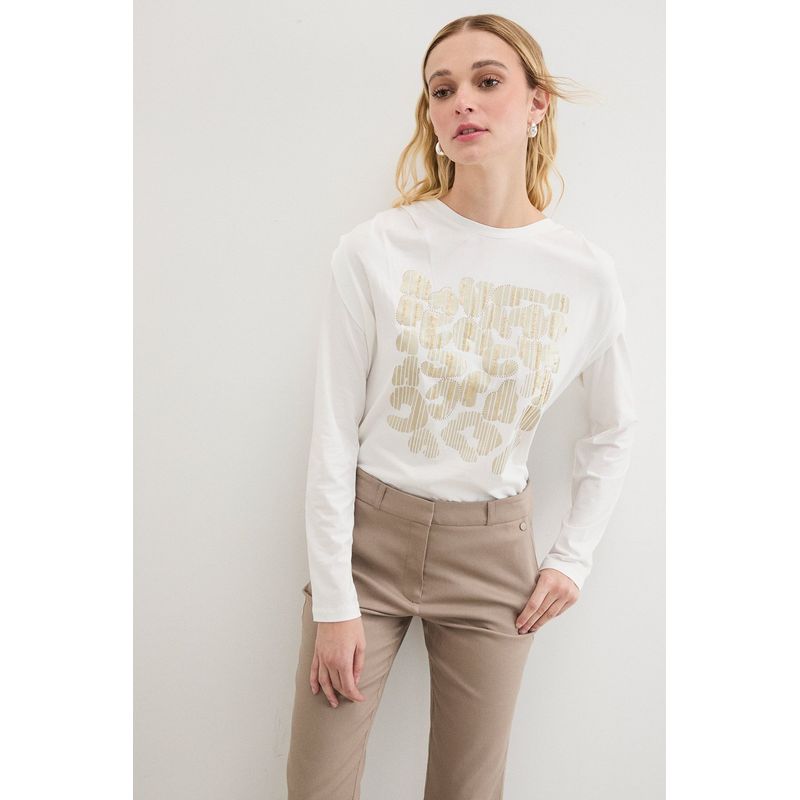 ASH - Polera Manga Larga Crudo Mujer Ash