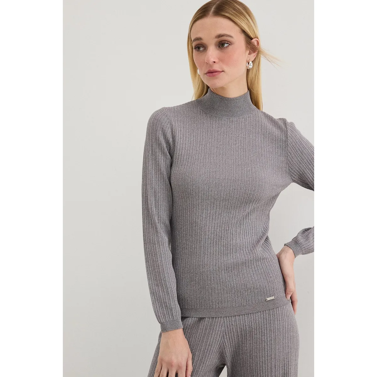 ASH - Polera Manga Larga Gris Marengo Mujer Ash