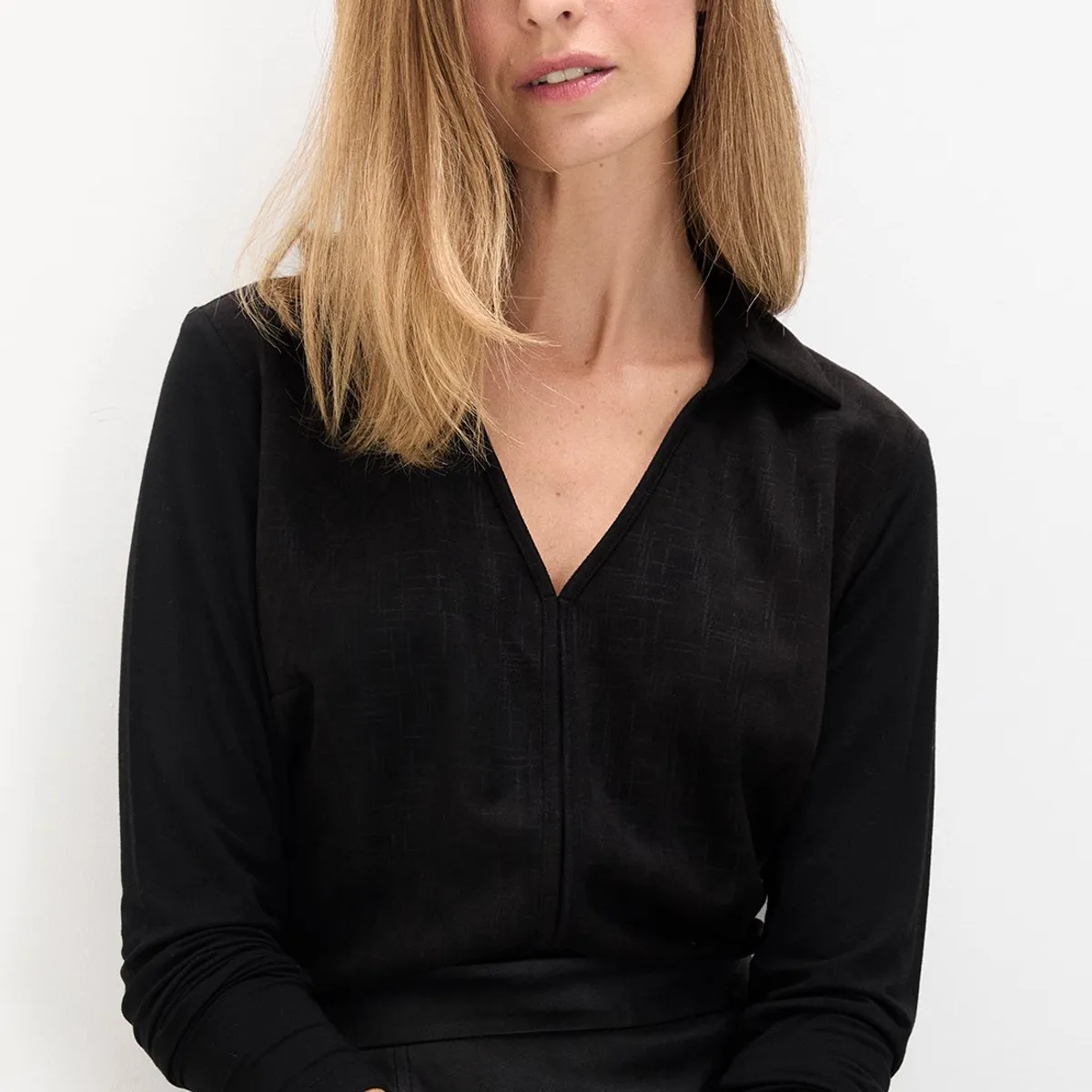 MA GRIFFE - Polera Manga Larga Negro Mujer Magriffe