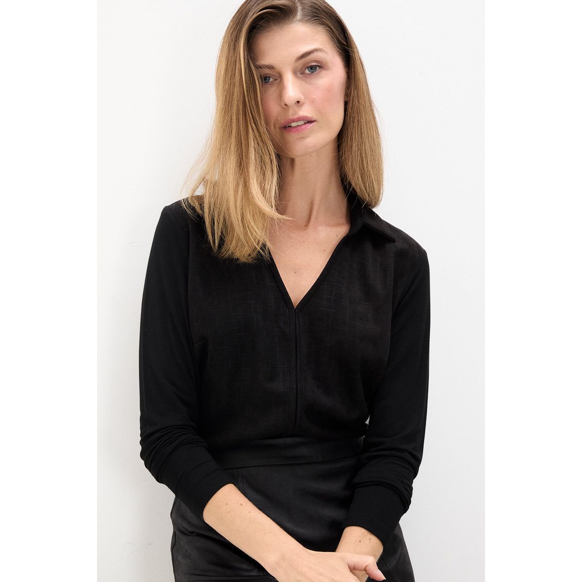 MA GRIFFE - Polera Manga Larga Negro Mujer Magriffe