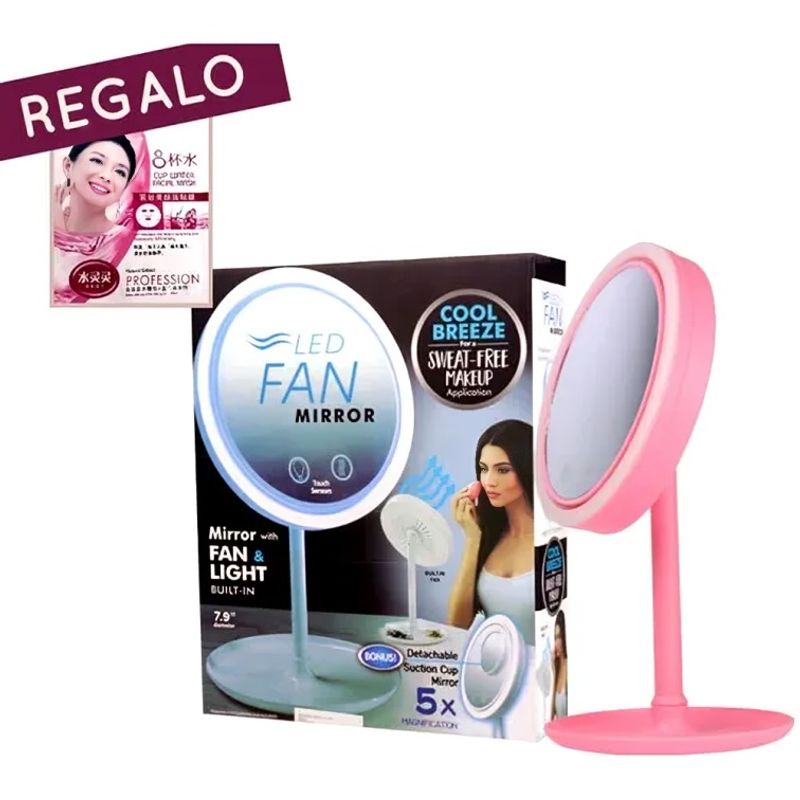 OEM - Espejo De Maquillaje Con Luz Led Y Ventilador - ROSADO