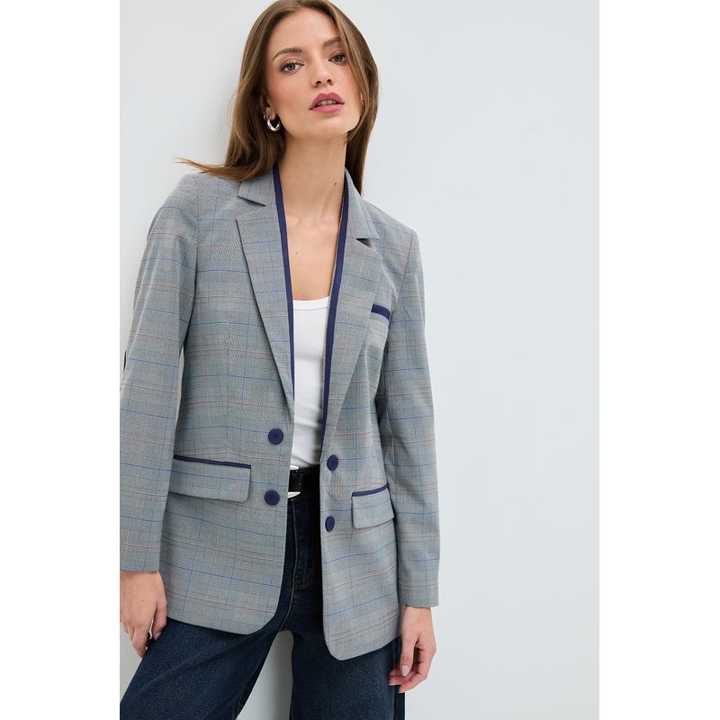 IO - Blazer Gris con Azul Mujer Io
