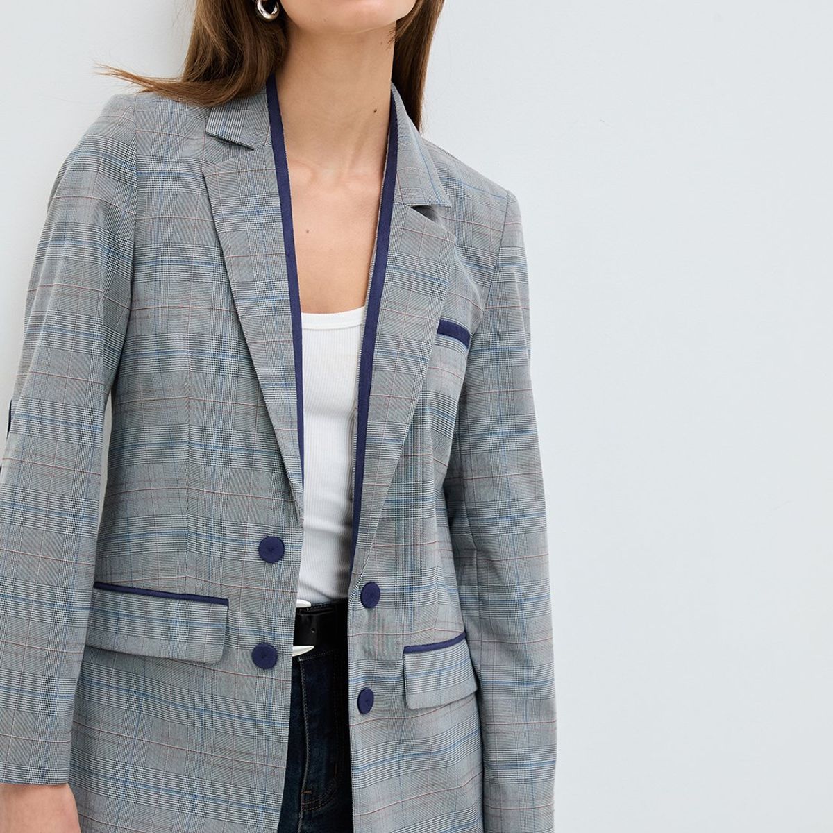 IO - Blazer Gris con Azul Mujer Io