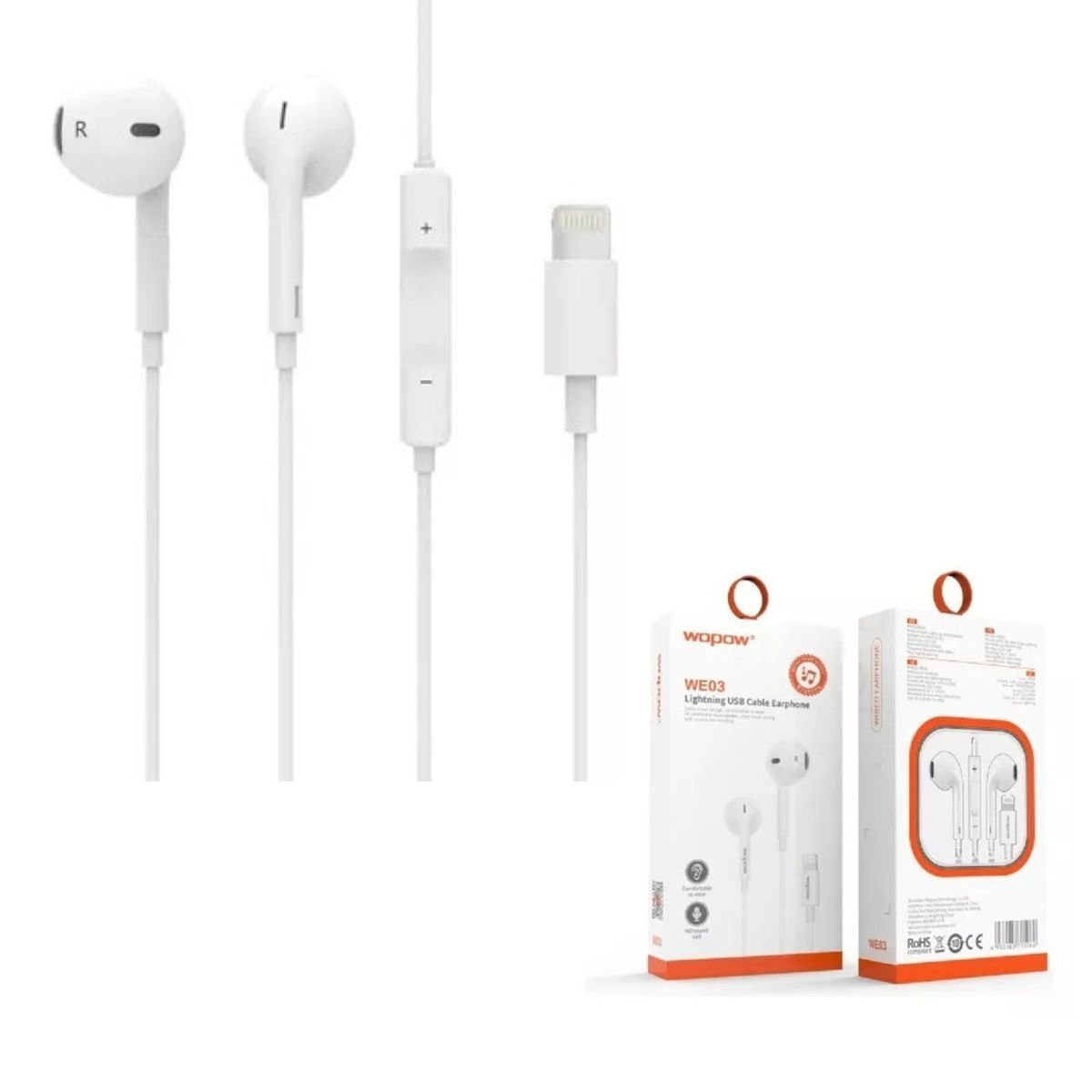 GENERICO - Audifonos Con Cable Usb Lightning Para iPhone Color Blanco