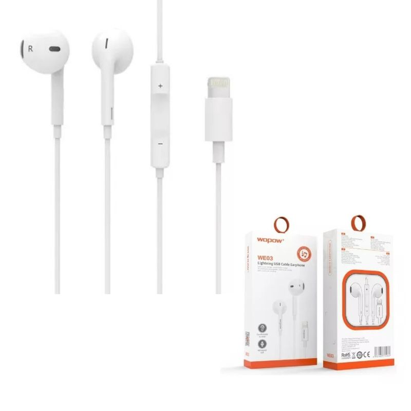 GENERICO - Audifonos Con Cable Usb Lightning Para iPhone Color Blanco