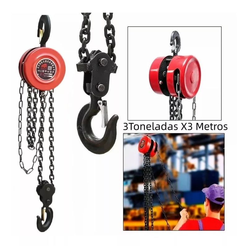 MUNDO MAGIA - Tecle Manual Con Cadena 3 Toneladas X3 Metros