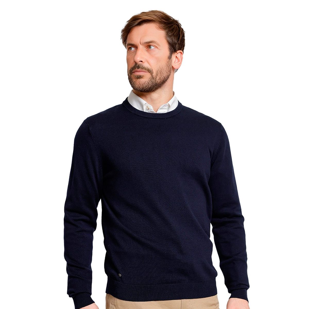 TRIAL - Chaleco Azulino Sweater Hombre Slim Cuello Redondo Semiformal Oficina
