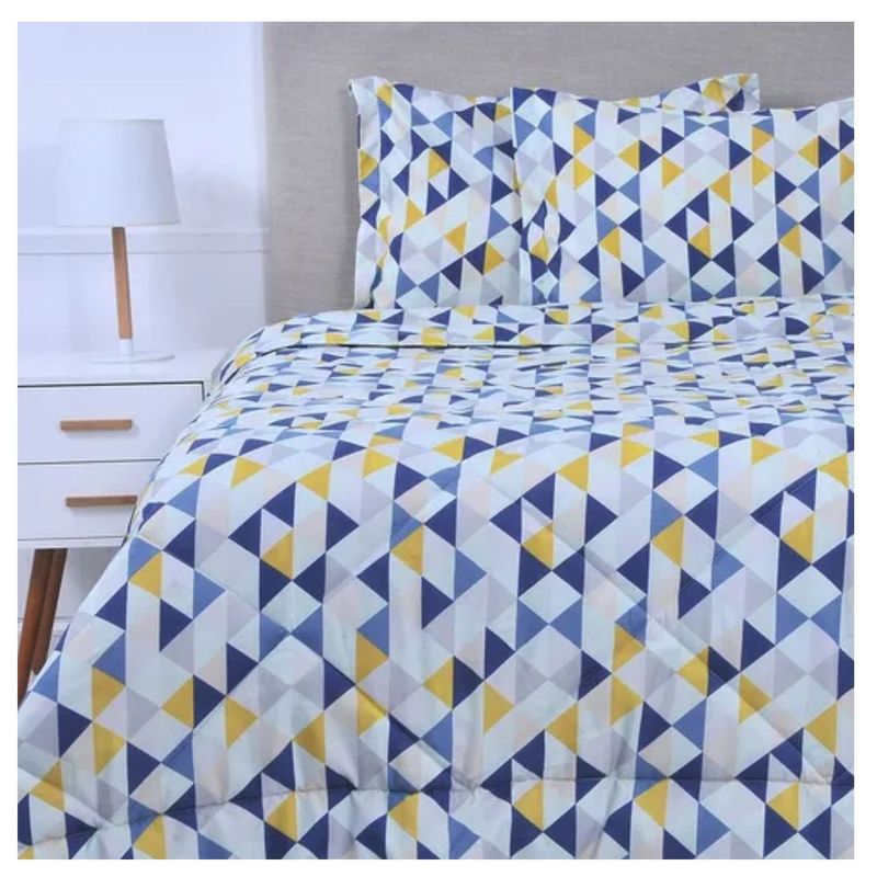 MASHINI - Plumón Estampado 2 Plazas Modelo Triangulo Marca Mashini