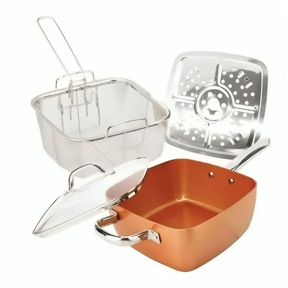 OEM - Set Olla De Acero Inoxidable Cacerola Cobre Antiadherente