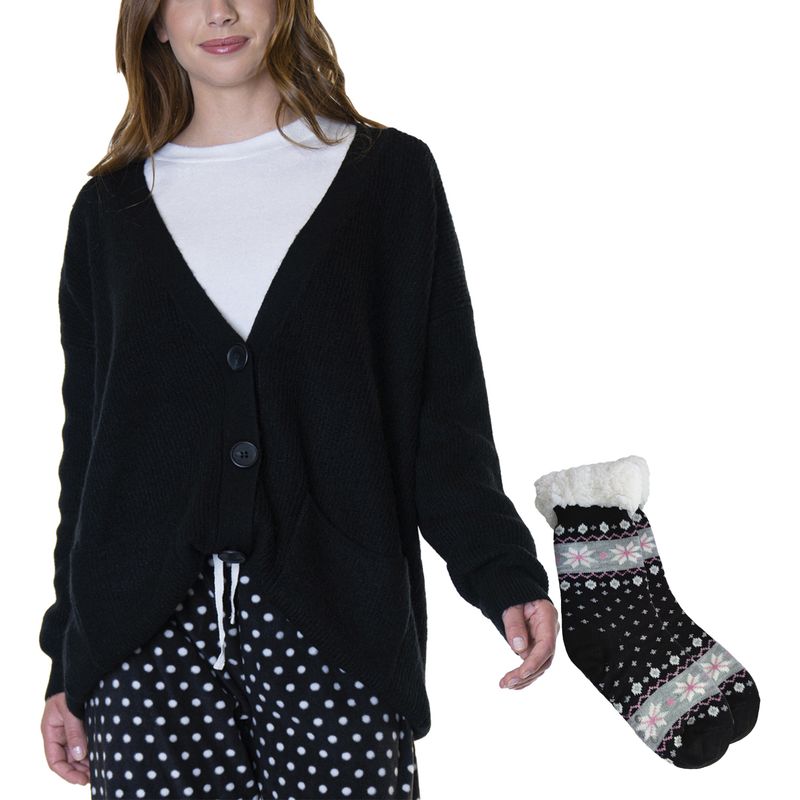 BAZIANI - Pack Pijama Mañanita Tejida Mujer 8574 + Calcetín Sherpa A294