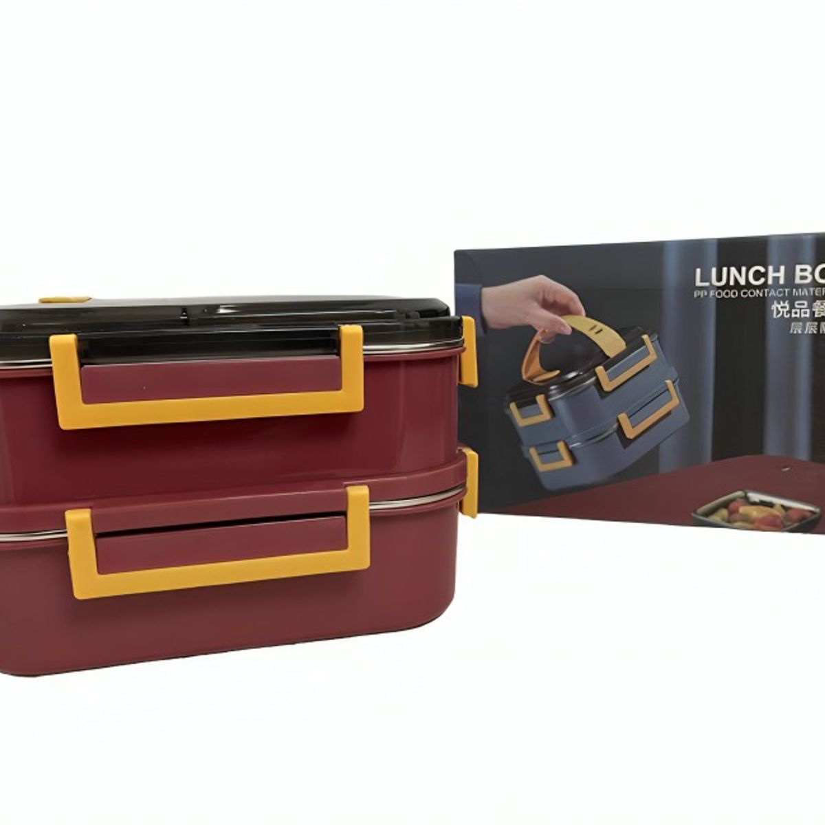 OEM - LONCHERA VIANDA LUNCH BOX 02 NIVELES VINO