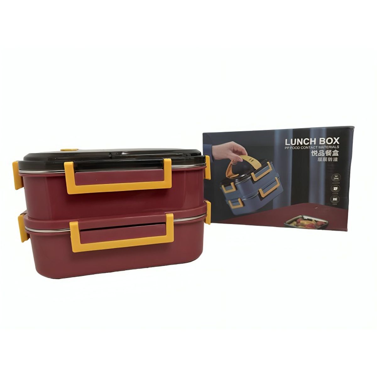 OEM - LONCHERA VIANDA LUNCH BOX 02 NIVELES VINO