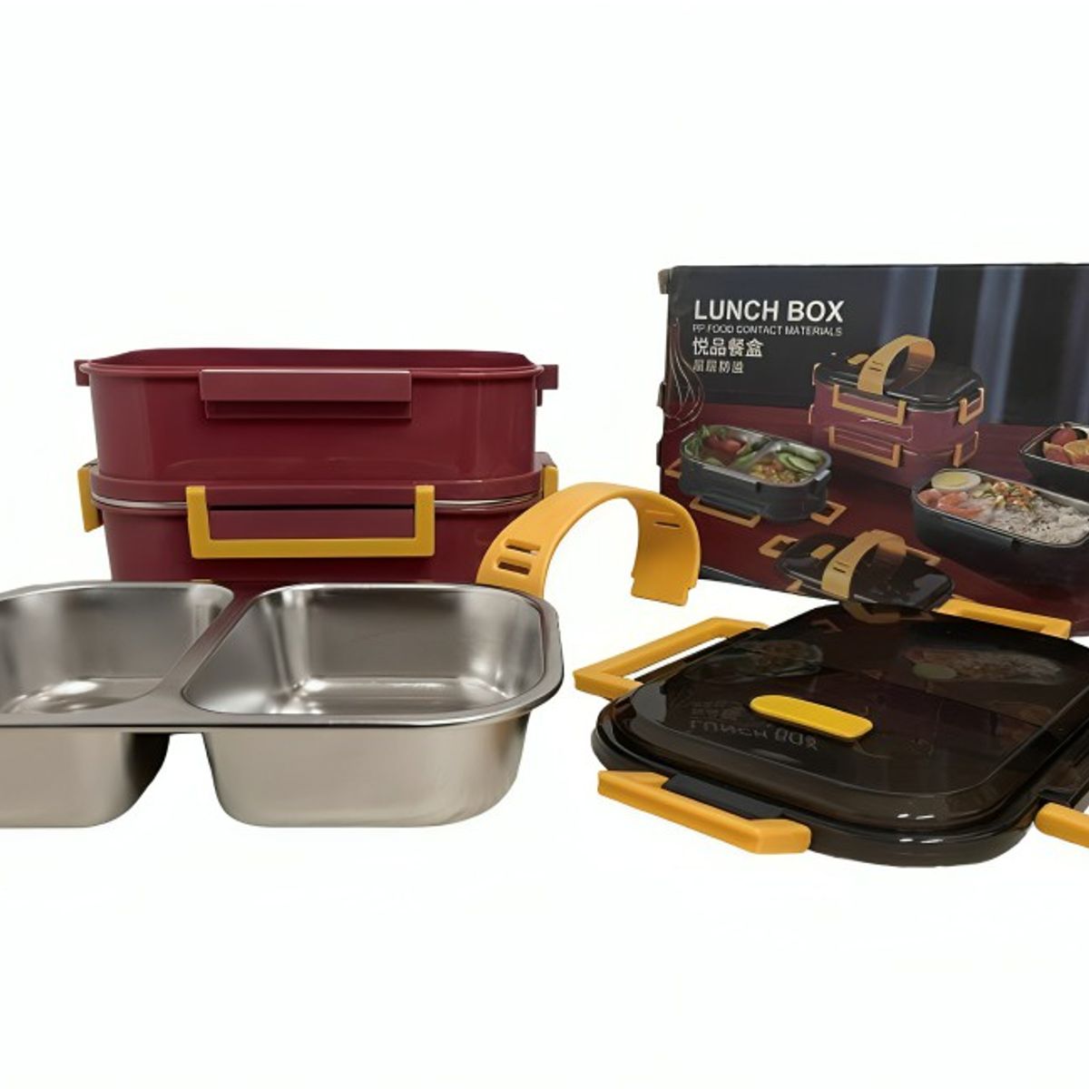 OEM - LONCHERA VIANDA LUNCH BOX 02 NIVELES VINO