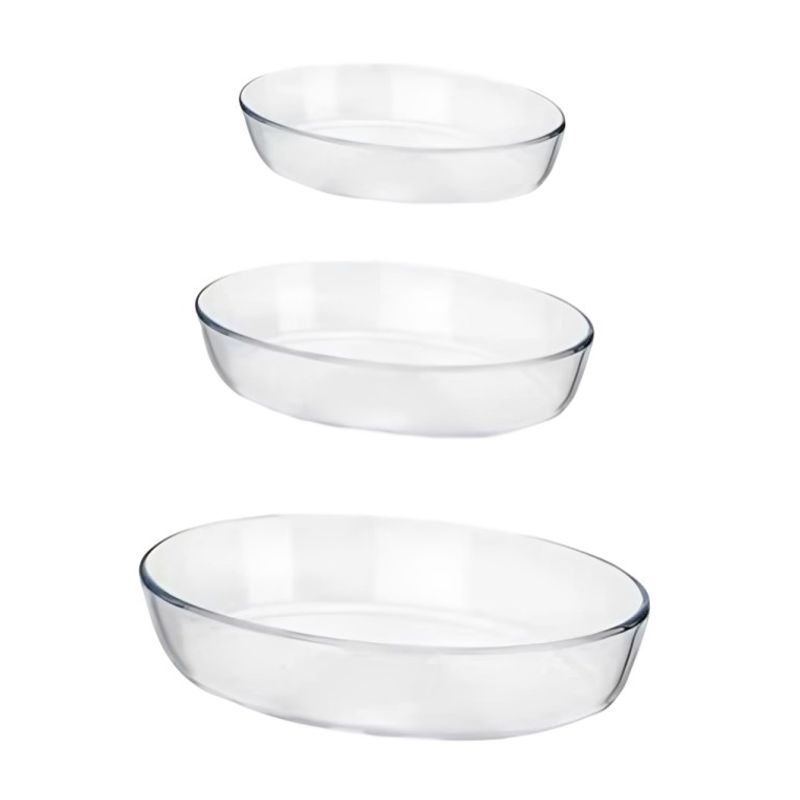 OEM - Set 3 Fuentes Refractarias De Vidrio Ovaladas
