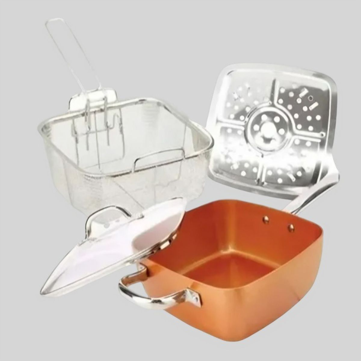 OEM - Set Olla De Acero Inoxidable Cacerola Cobre Antiadherente