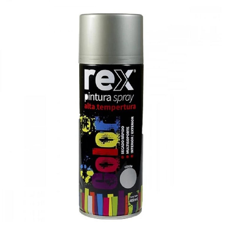 GENERICO - PINTURA EN SPRAY ALTA TEMPERATURA ALUMINIO REX 400ML.