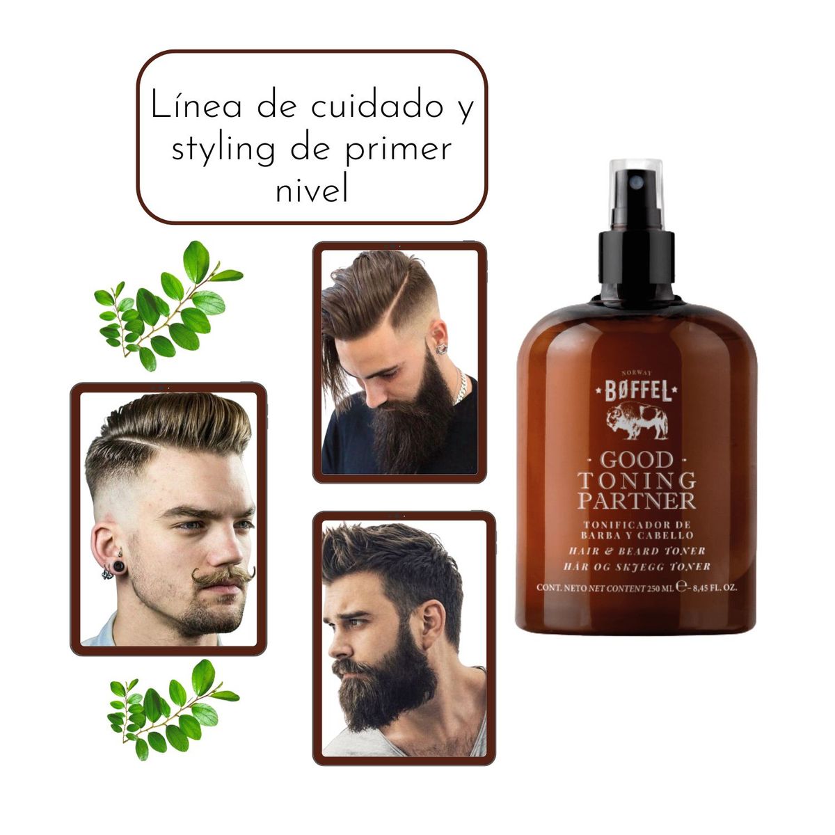 BOFFEL - Tonico Capilar de Barba y Cabello  250ml Boffel Suave y Sedoso