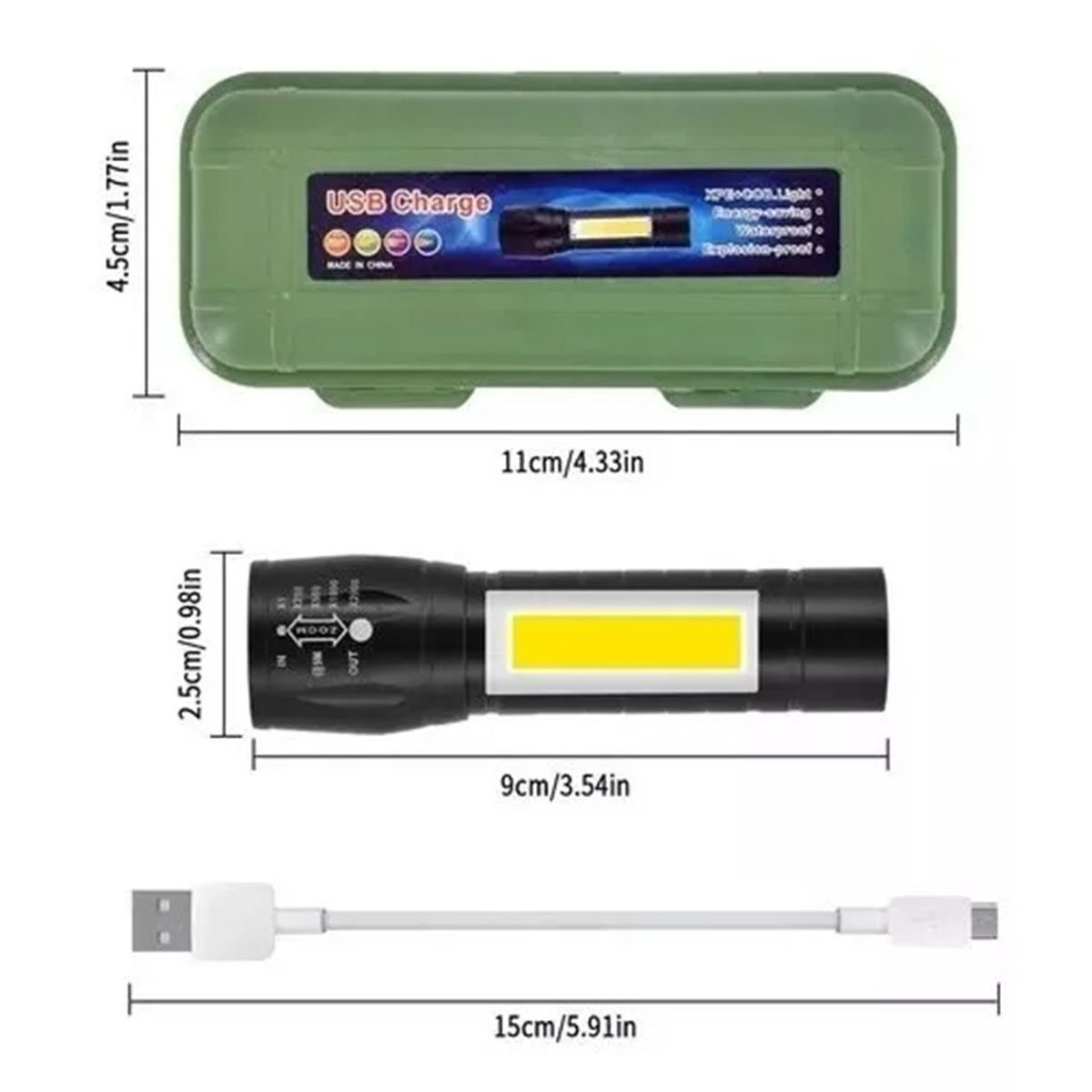 GENERICO - Linterna Tactica Recargable Larga Distancia Led Potente Usb