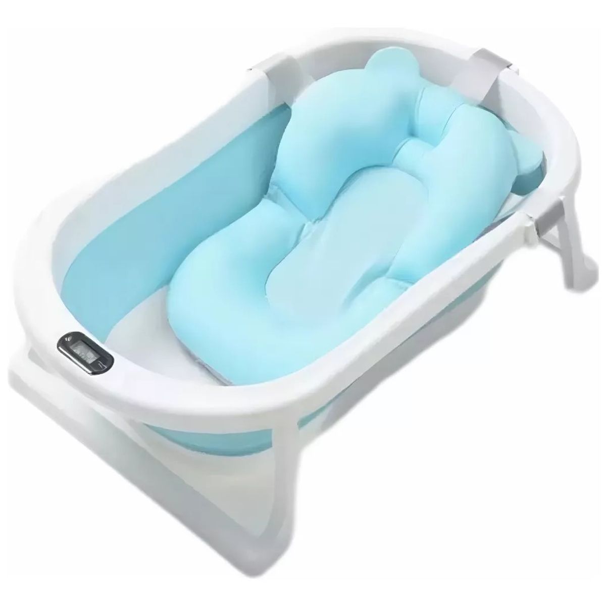 MUNDO MAGIA - Tina De Bebe Bañera Plegable Con Termometro + Cojin Importad