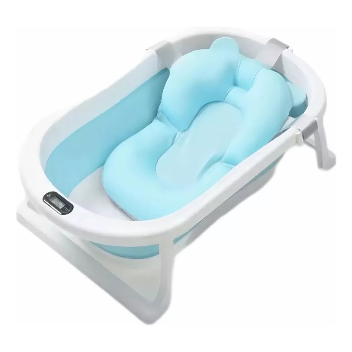 MUNDO MAGIA - Tina De Bebe Bañera Plegable Con Termometro + Cojin Importad
