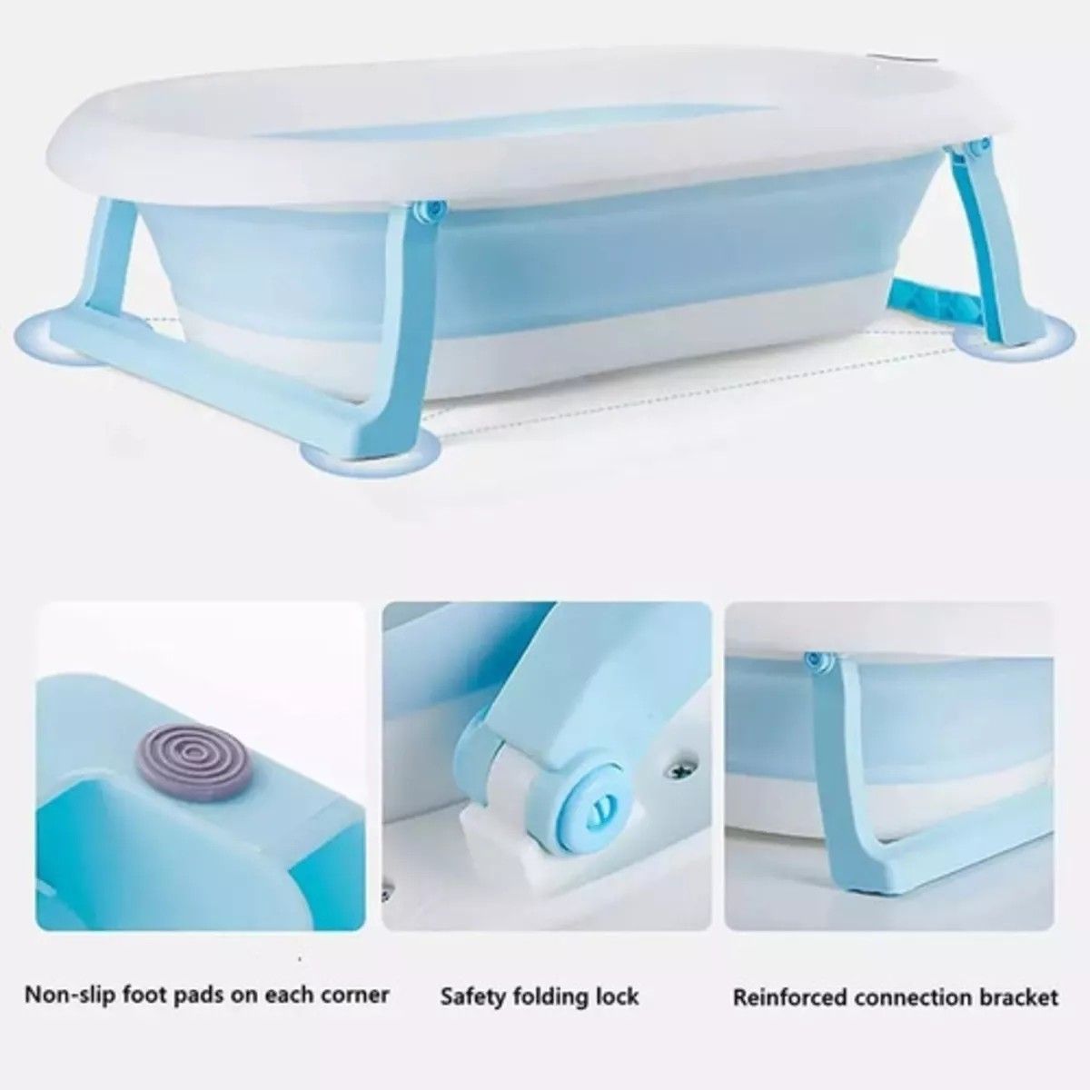 MUNDO MAGIA - Tina De Bebe Bañera Plegable Con Termometro + Cojin Importad