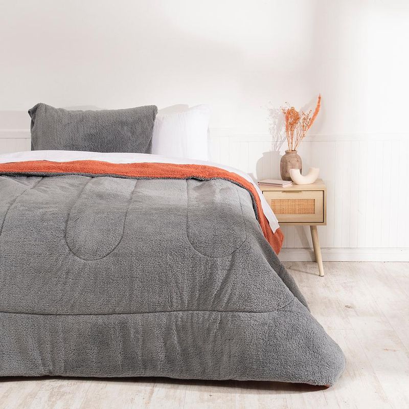 WINDSOR - Plumon Sherpa -sherpa Mashini Single Apto 1 Pl 1.5 Plaza gris -naranjo