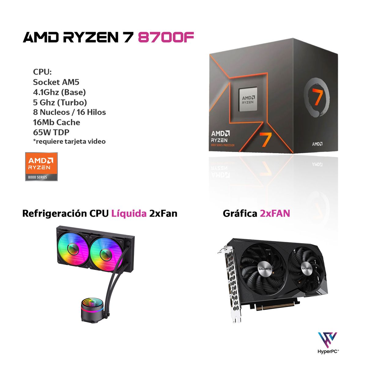 HYPERPC - PC GAMER AMD RYZEN 7 8700 64Gb DDR5 2Tb RTX 5060 Ti 16Gb