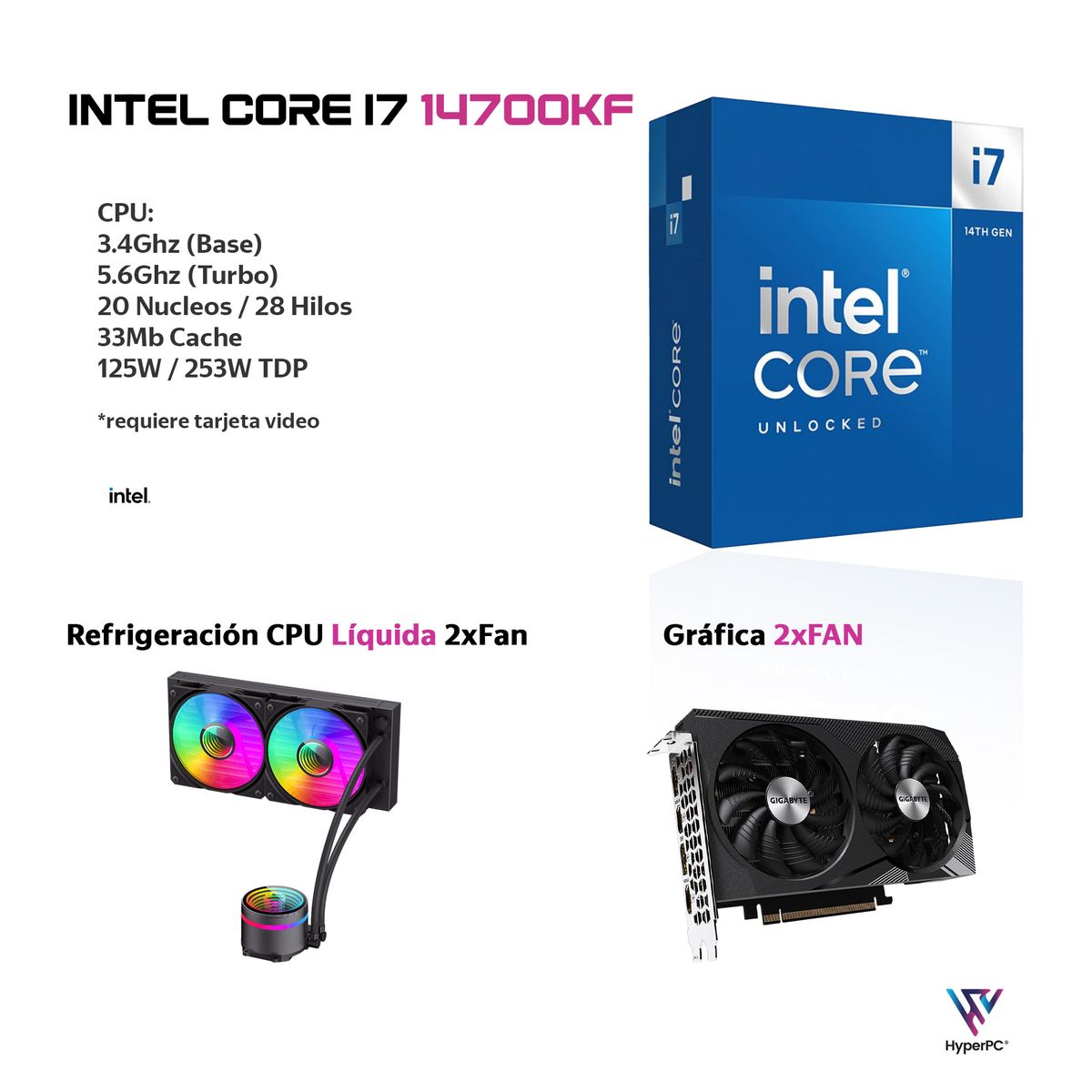 HYPERPC - PC GAMER INTEL CORE i7 14700K 32Gb DDR5 2Tb RTX 5060 Ti 16Gb