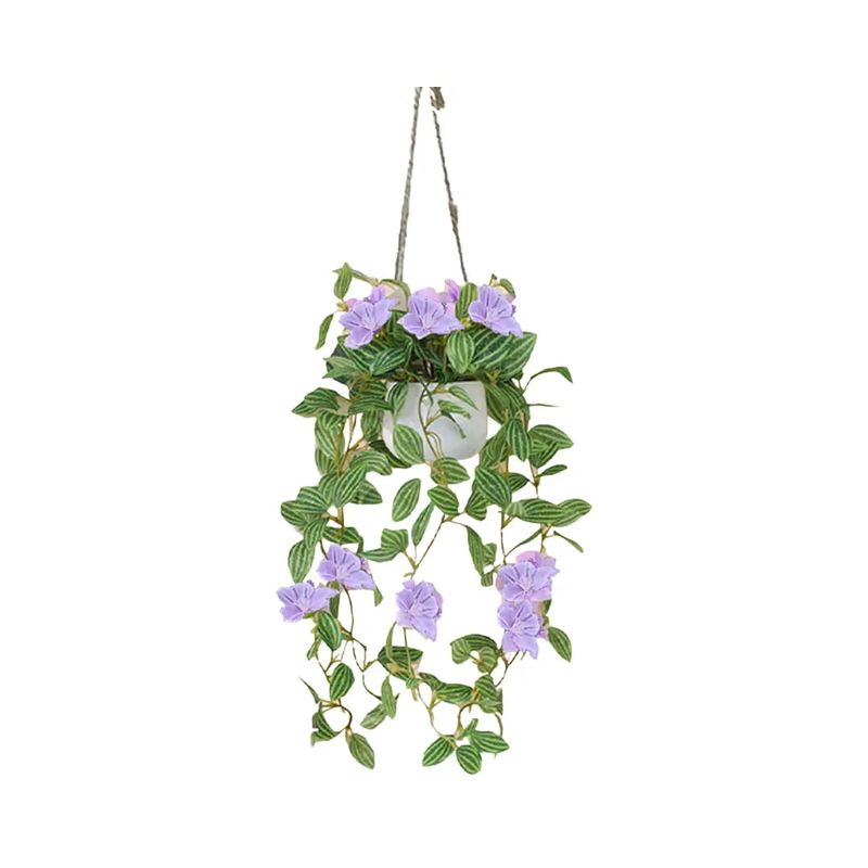 TOPSOC - Maceta Planta Colgante Artificial Violetas Africanas 45x7cm