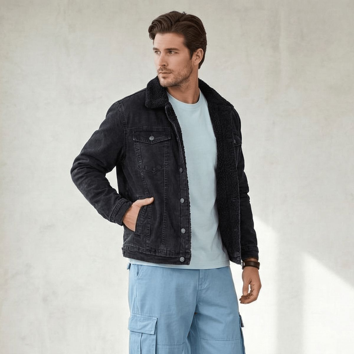D'JOE - Chaquetas Denim Polar Hombre Oasis