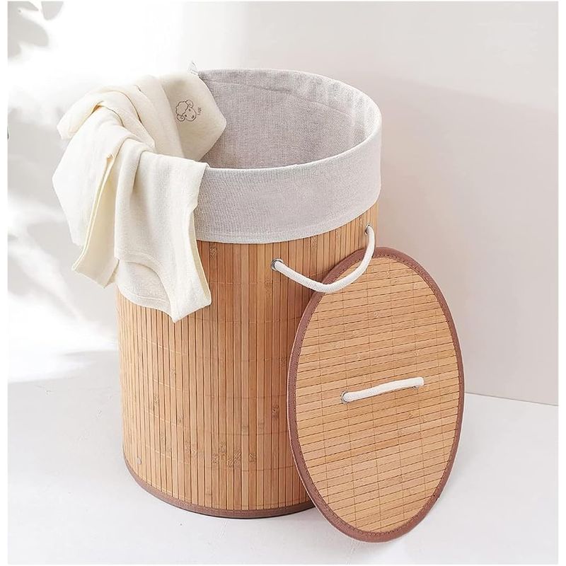 BAMBOO - canasto ropa madera organizador plegable bambu 60x40 NATURAL