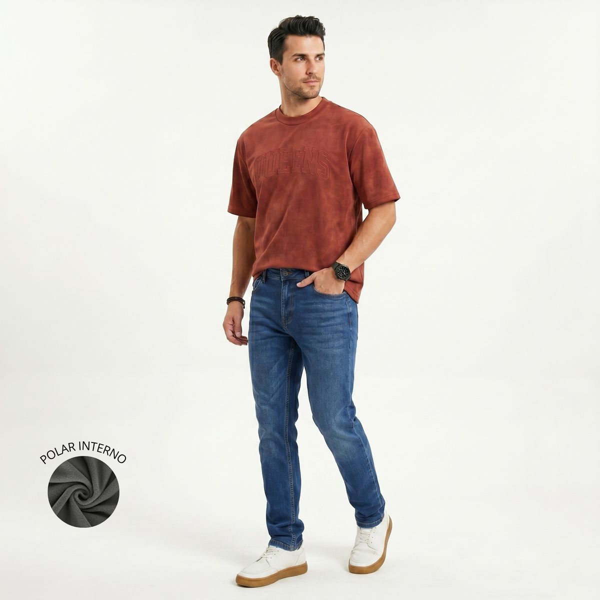 D'JOE - Pantalon Jeans Skinny Forro Interno Hombre
