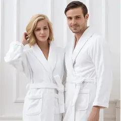 SPA ESSENTIALS - BATA BAÑO BLANCA SPA DUCHA SAUNA ALGODON PREMIUM 1050G