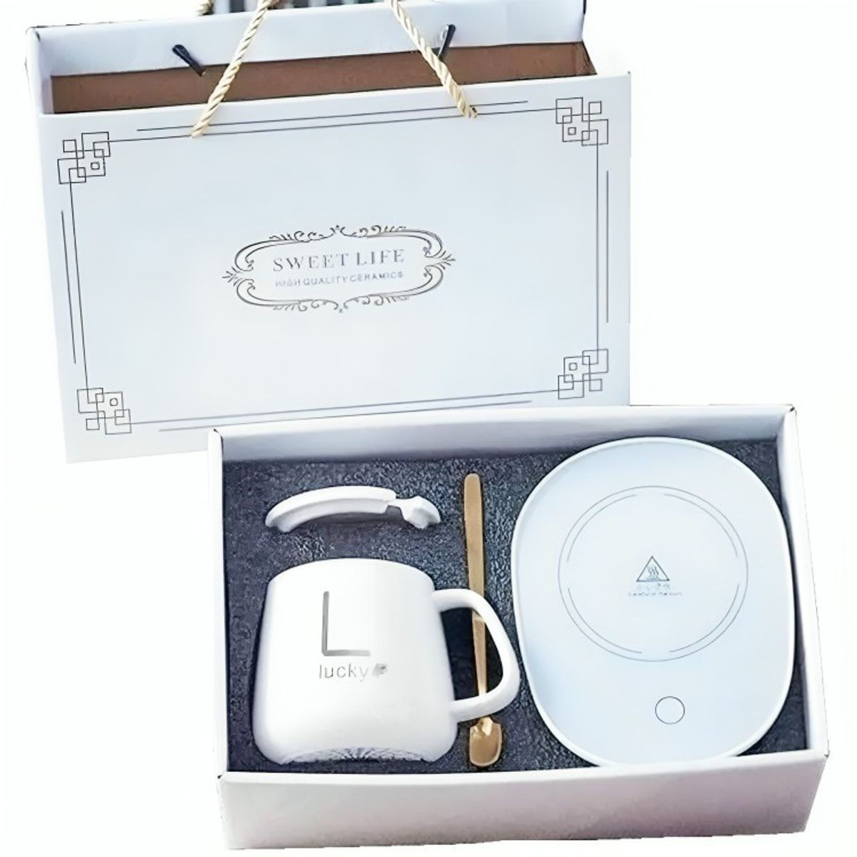 OEM - TAZA DE CAFÉ Y PLATO CON CALENTAMIENTO - BLANCO