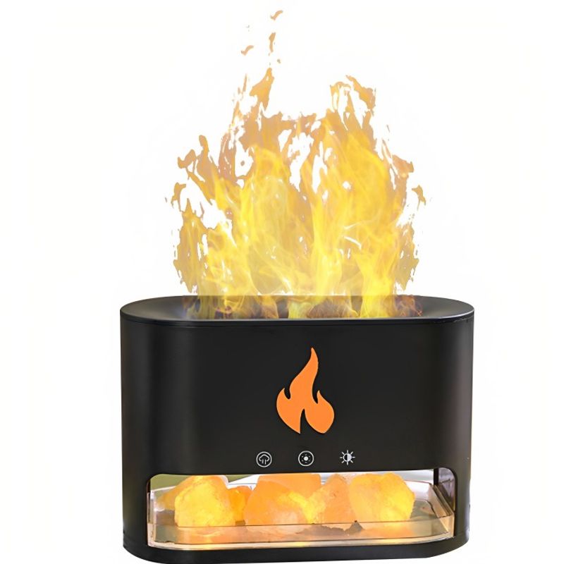 OEM - HUMIDIFICADOR FLAME DIFUSOR DE ACEITES ESENCIALES 250 ML NEGRO