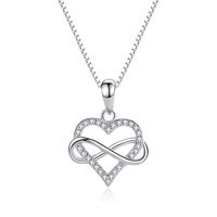 Collar Mujer Cadena Bañado en plata Colgante Corazón Amor Infinito